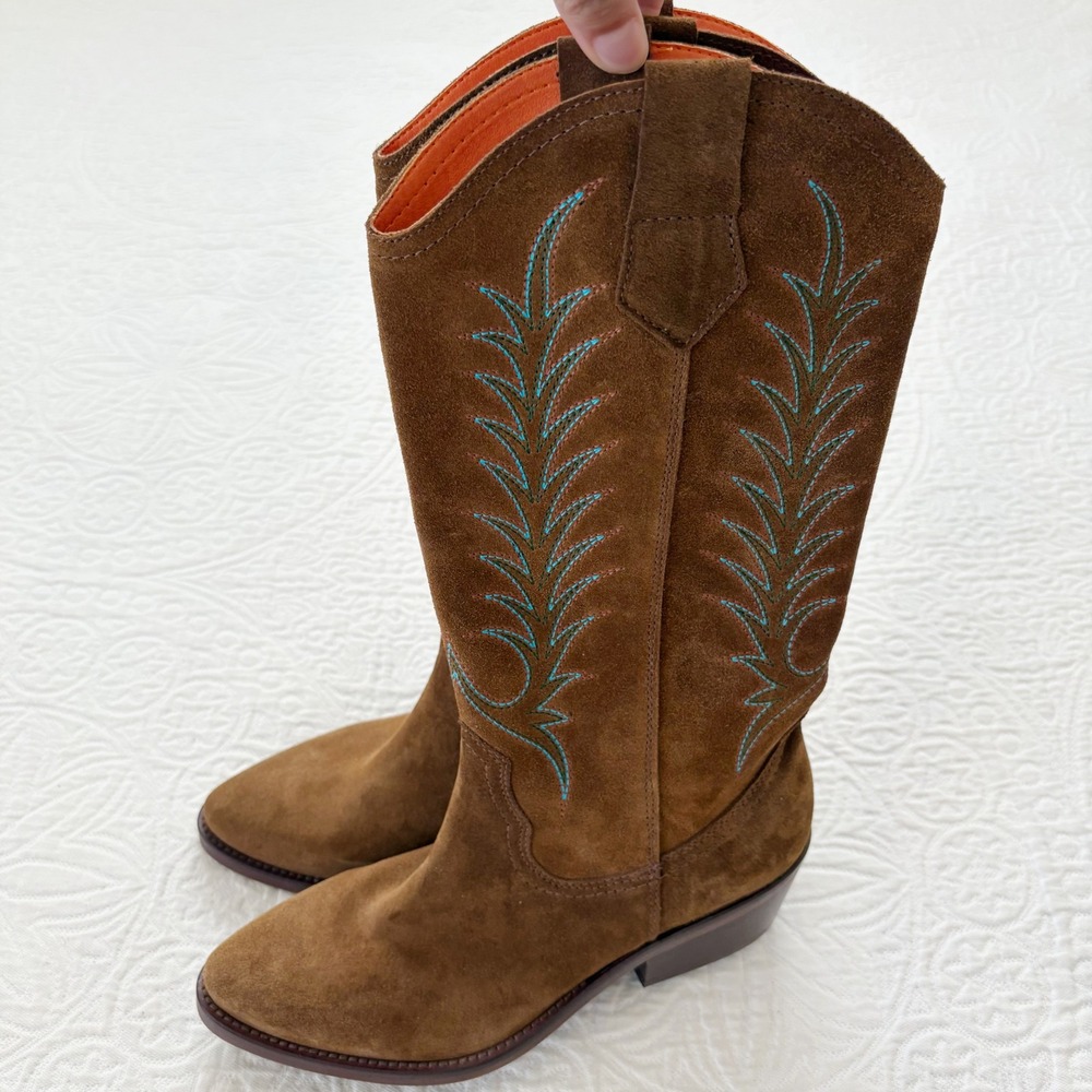 Penelope Chilvers Goldie Embroidered‎ Cowboy Boots Sz 37 / US 6